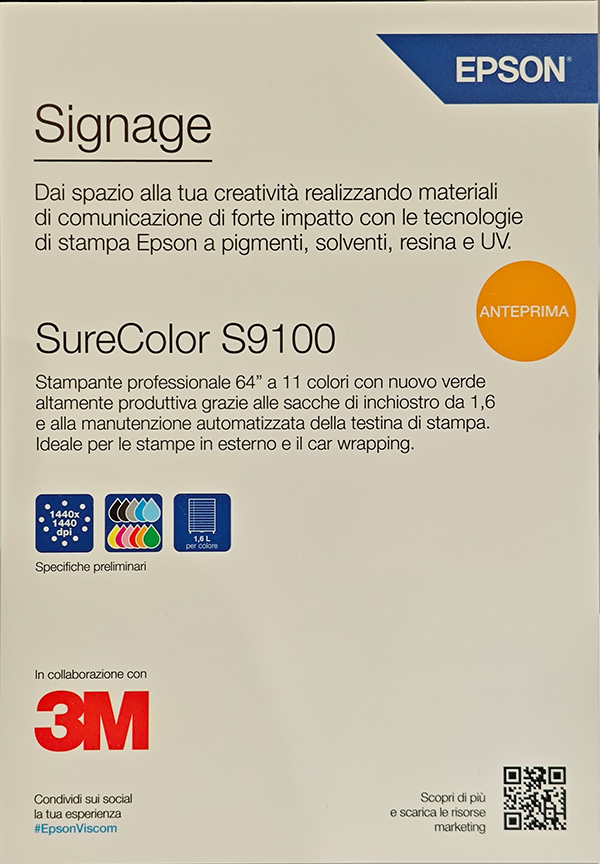 Epson SureColor S9100: ampio gamut cromatico e testine sostituibili dalloperatore